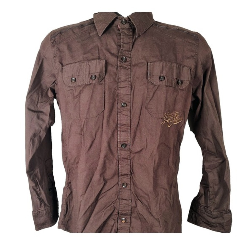 MUDD Y2K Brown Button Down Shirt Juniors M Grunge Workwear Top 2000s‎